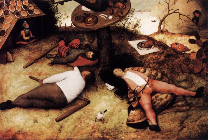 Painting by Pieter Bruegel the Elder 'The Land of Cockaigne'